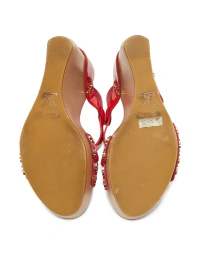 Pre-owned Louis Vuitton 130mm Patent-leather Wedge Sandals