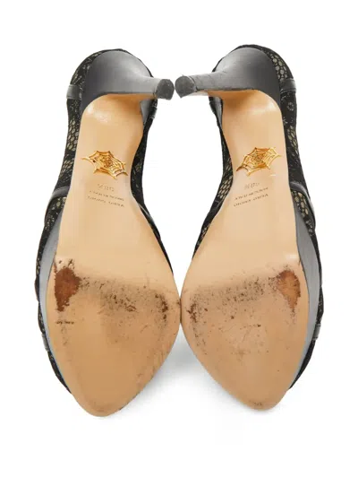 Pre-owned Charlotte Olympia  140mm Lace Platform Pumps In Black