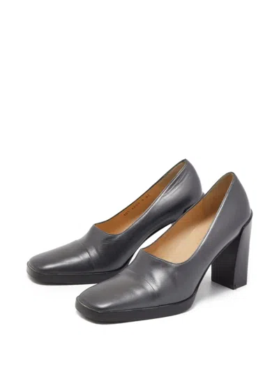 Pre-owned Gucci 100mm Square-toe Pumps In Gray