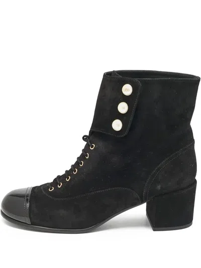 Pre-owned Chanel 55mm Lace-up Ankle Boots