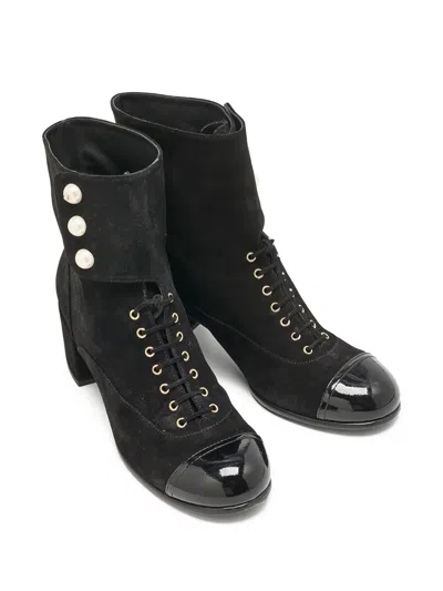Pre-owned Chanel 55mm Lace-up Ankle Boots