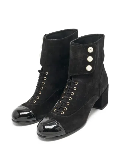 Pre-owned Chanel 55mm Lace-up Ankle Boots