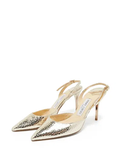 Pre-owned Jimmy Choo 100mm Metallic Snakeskin-effect Slingback Heels