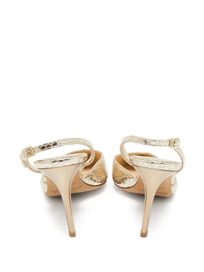 Pre-owned Jimmy Choo 100mm Metallic Snakeskin-effect Slingback Heels