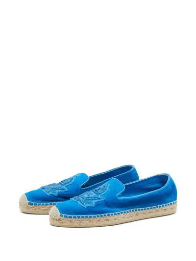 Pre-owned Christian Louboutin Embroidered Suede Espadrilles In Blue