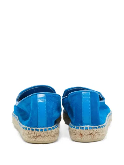 Pre-owned Christian Louboutin Embroidered Suede Espadrilles In Blue