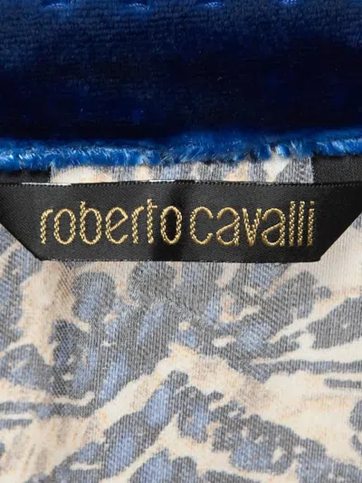 Pre-owned Roberto Cavalli Vintage Paisley-print Tie-neck Blouse In Blue