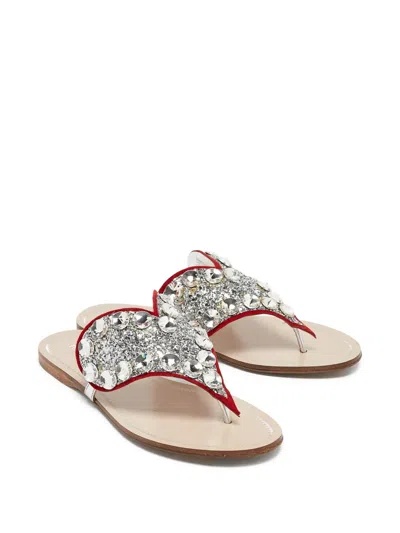 Pre-owned Miu Miu Crystal-embellished Sandals In Silver