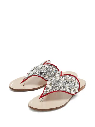 Pre-owned Miu Miu Crystal-embellished Sandals In Silver