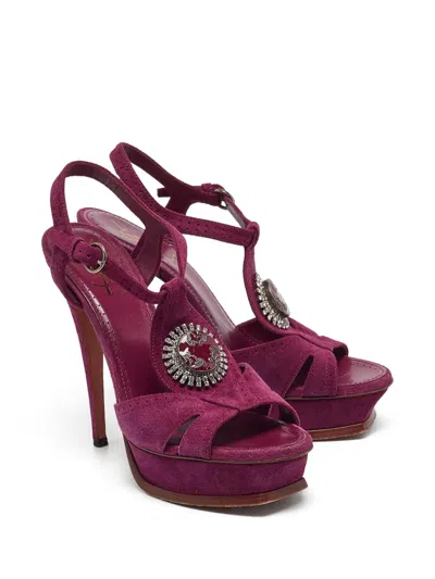 Pre-owned Saint Laurent 140mm Suede Heeled Sandals