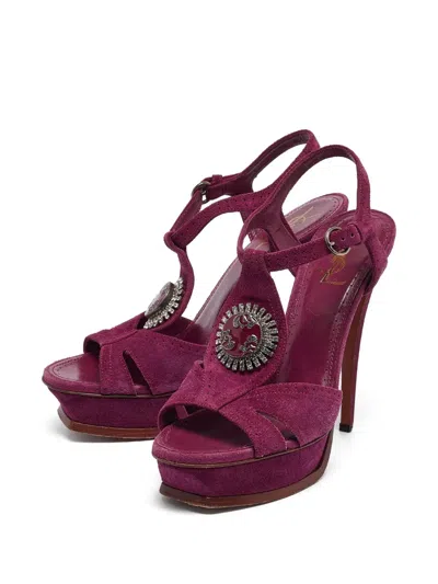 Pre-owned Saint Laurent 140mm Suede Heeled Sandals
