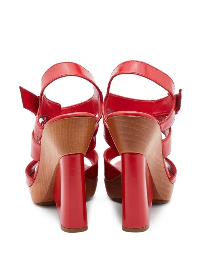 Pre-owned Gianvito Rossi  120mm Wedge Sandals In Red