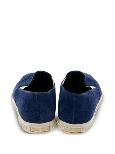 Pre-owned Miu Miu Metal-toecap Suede Sneakers