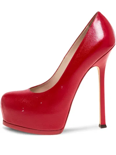 Pre-owned Saint Laurent Leather Heeled Pumps In Red