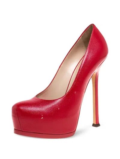 Pre-owned Saint Laurent Leather Heeled Pumps In Red