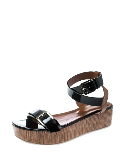Pre-owned Sergio Rossi Vintage 45mm Platform Heeled Sandals In Black