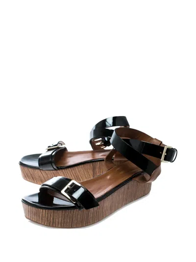 Pre-owned Sergio Rossi Vintage 45mm Platform Heeled Sandals In Black