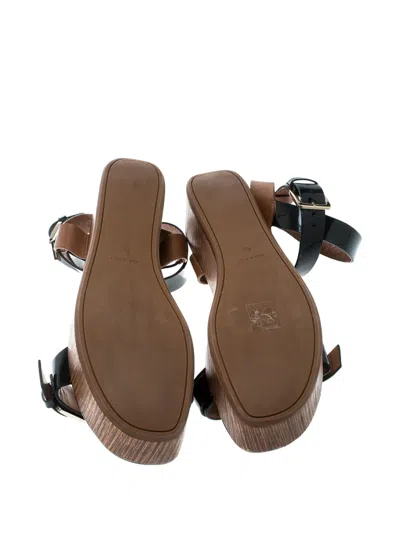 Pre-owned Sergio Rossi Vintage 45mm Platform Heeled Sandals In Black