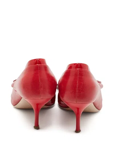 Pre-owned Miu Miu Bow-detail Pointed-toe Pumps In Red