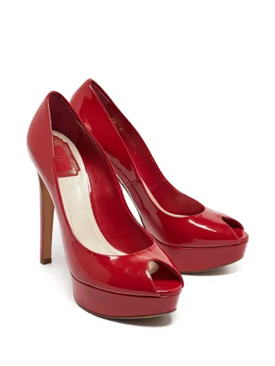 Pre-owned Dior 125mm Leather Sandals In Red