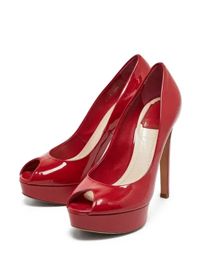 Pre-owned Dior 125mm Leather Sandals In Red