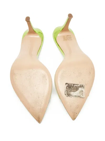 Pre-owned Gianvito Rossi  100mm Transparent Pointed-toe Sandals In Green