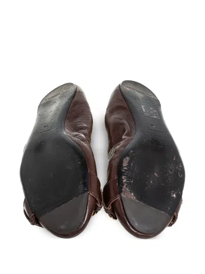 Pre-owned Burberry Buckle-detail Ballet Flats In Brown