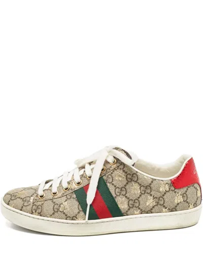 Pre-owned Gucci Gg-supreme Canvas Sneakers In Neutral