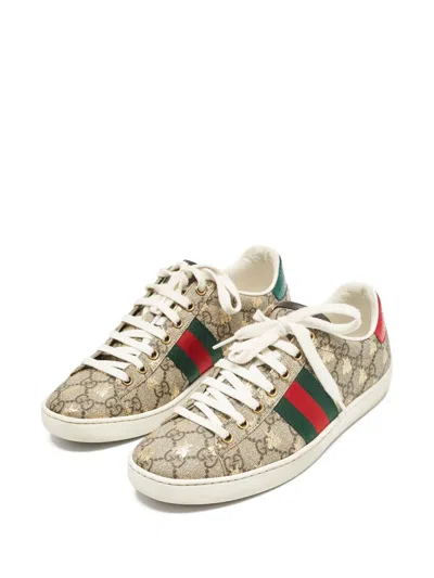 Pre-owned Gucci Gg-supreme Canvas Sneakers In Neutral