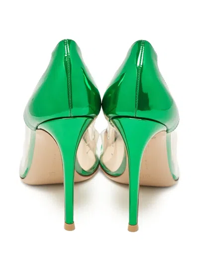 Pre-owned Gianvito Rossi  105mm Plexi Transparent-panelled Stiletto Pumps In Green