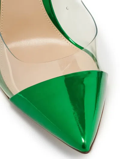 Pre-owned Gianvito Rossi  105mm Plexi Transparent-panelled Stiletto Pumps In Green