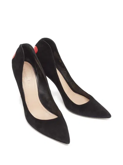 Pre-owned Dior 85mm Heart-motif Heeled Pumps In Black