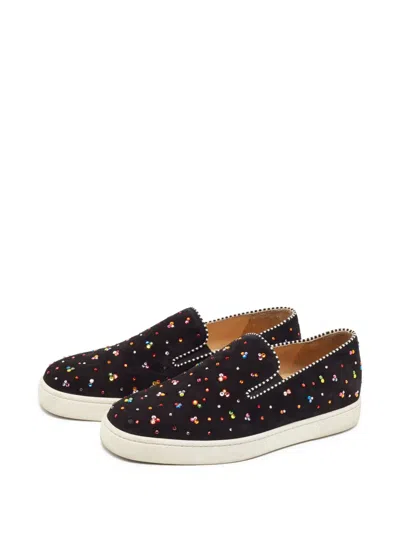Pre-owned Christian Louboutin Crystal-embellished Slip-on Sneakers