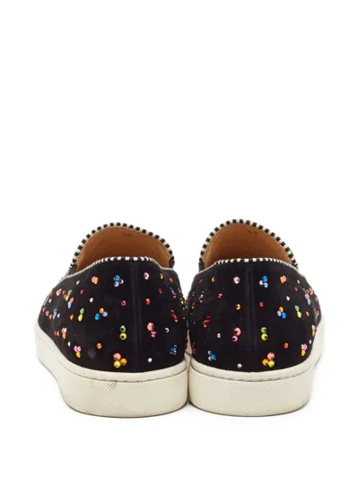 Pre-owned Christian Louboutin Crystal-embellished Slip-on Sneakers