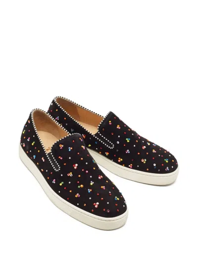 Pre-owned Christian Louboutin Crystal-embellished Slip-on Sneakers