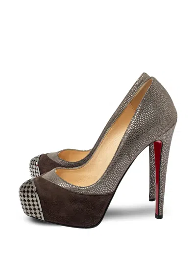 Pre-owned Christian Louboutin 13mm Panelled Platform Pumps In Brown