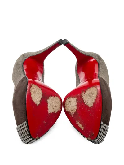 Pre-owned Christian Louboutin 13mm Panelled Platform Pumps In Brown