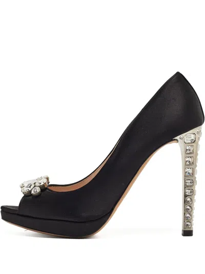 Pre-owned Miu Miu 120mm Crystal-embellished Satin Pumps