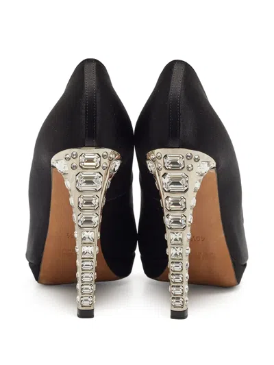 Pre-owned Miu Miu 120mm Crystal-embellished Satin Pumps