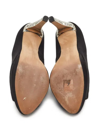 Pre-owned Miu Miu 120mm Crystal-embellished Satin Pumps