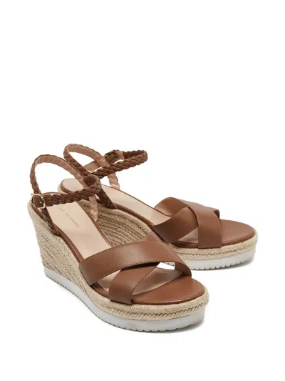 Pre-owned Stuart Weitzman 100mm Braided-strap Wedge Sandals In Brown