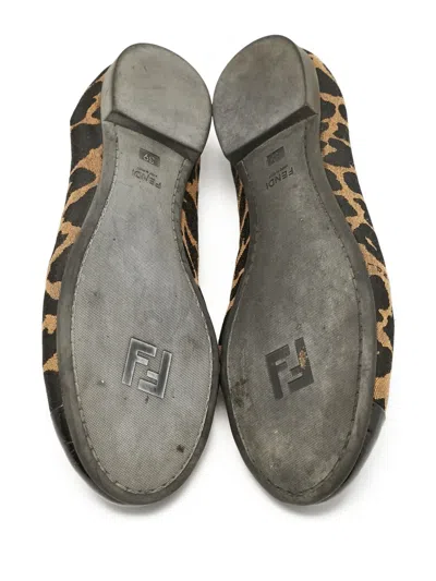 Pre-owned Fendi Leopard-print Ballet Flats