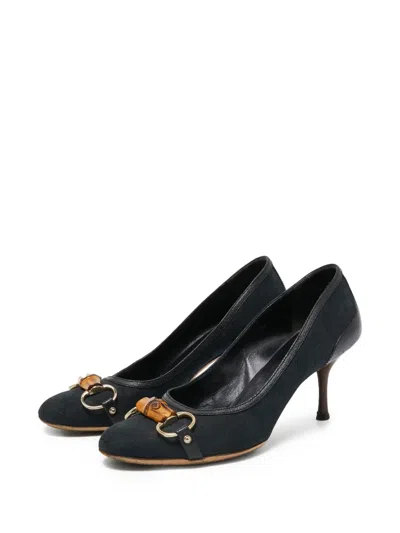 Pre-owned Gucci 110mm Bamboo-detail Pumps In Black