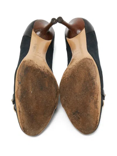 Pre-owned Gucci 110mm Bamboo-detail Pumps In Black