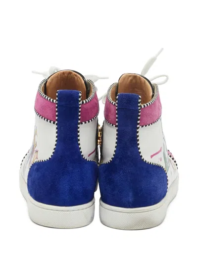 Pre-owned Christian Louboutin Love Paint-splattered High-top Sneakers In White
