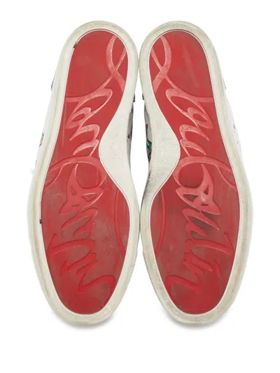 Pre-owned Christian Louboutin Love Paint-splattered High-top Sneakers In White