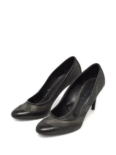Pre-owned Burberry 100mm Checked-panel Pumps