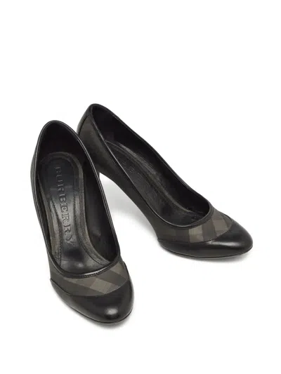 Pre-owned Burberry 100mm Checked-panel Pumps