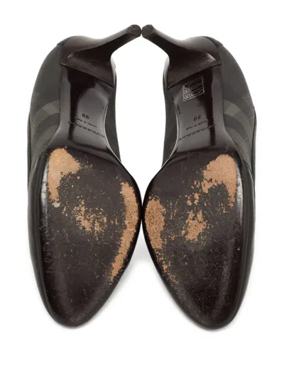 Pre-owned Burberry 100mm Checked-panel Pumps