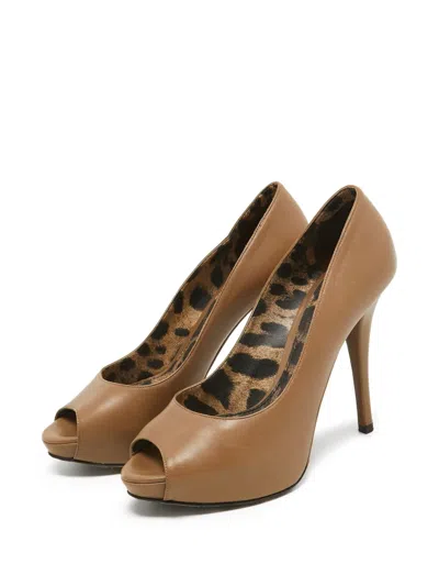 Pre-owned Dolce & Gabbana 130mm Leather Pumps In Brown